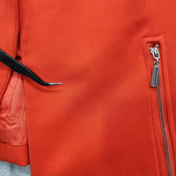 Grace Elements Womens 12 Blazer Orange Open Front Zip Pockets Lined Office - Picture 3 of 9